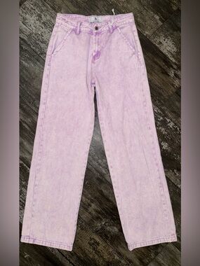 FLYING ANGEL Women's High-Rise Lavender Wash Straight Jeans